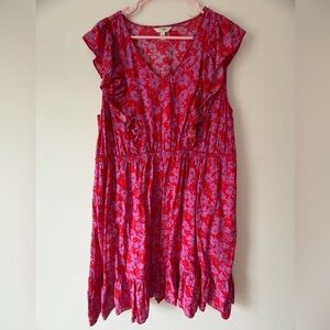 Terra & Sky Red Floral Casual Dress